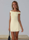 Keera Off Shoulder Ruched Mini Dress Butter