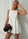 Dreamboat Pleated Mini Dress White