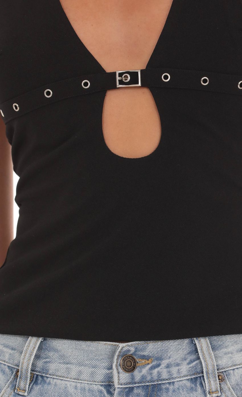 Deep V Neckline top with Buckle Accent