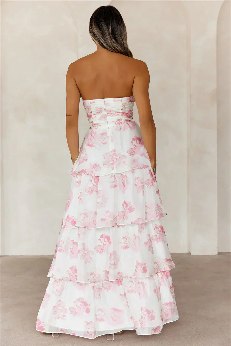 Sunlit Serendipity Strapless Maxi Dress Floral