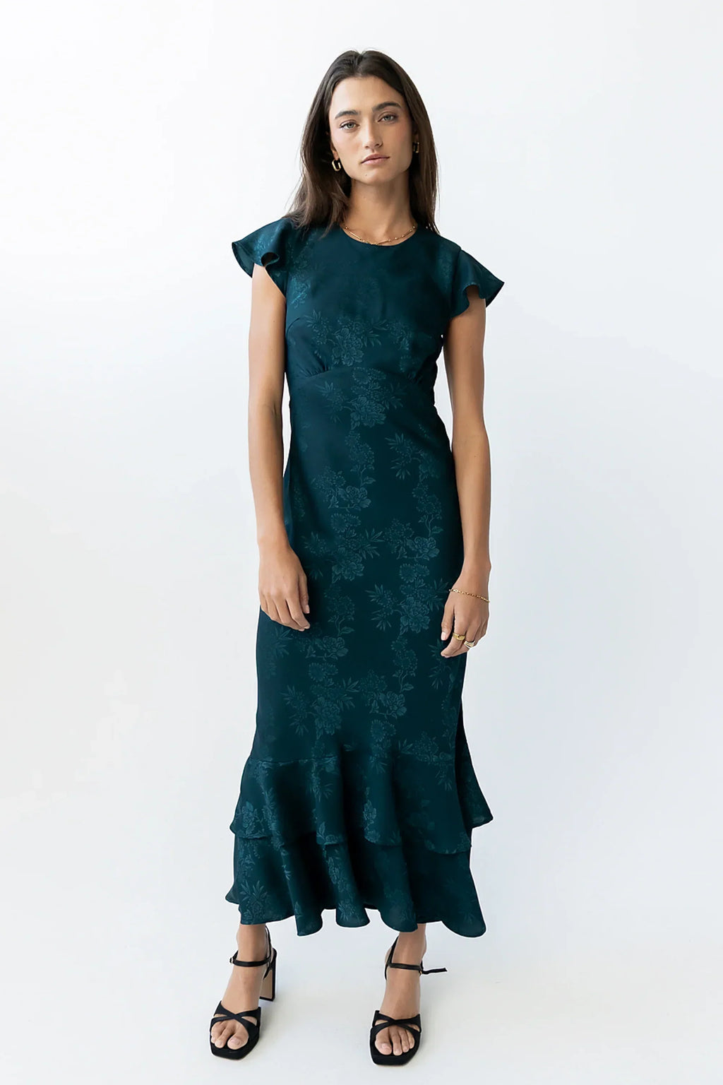 Mateo Floral Maxi Dress in Teal