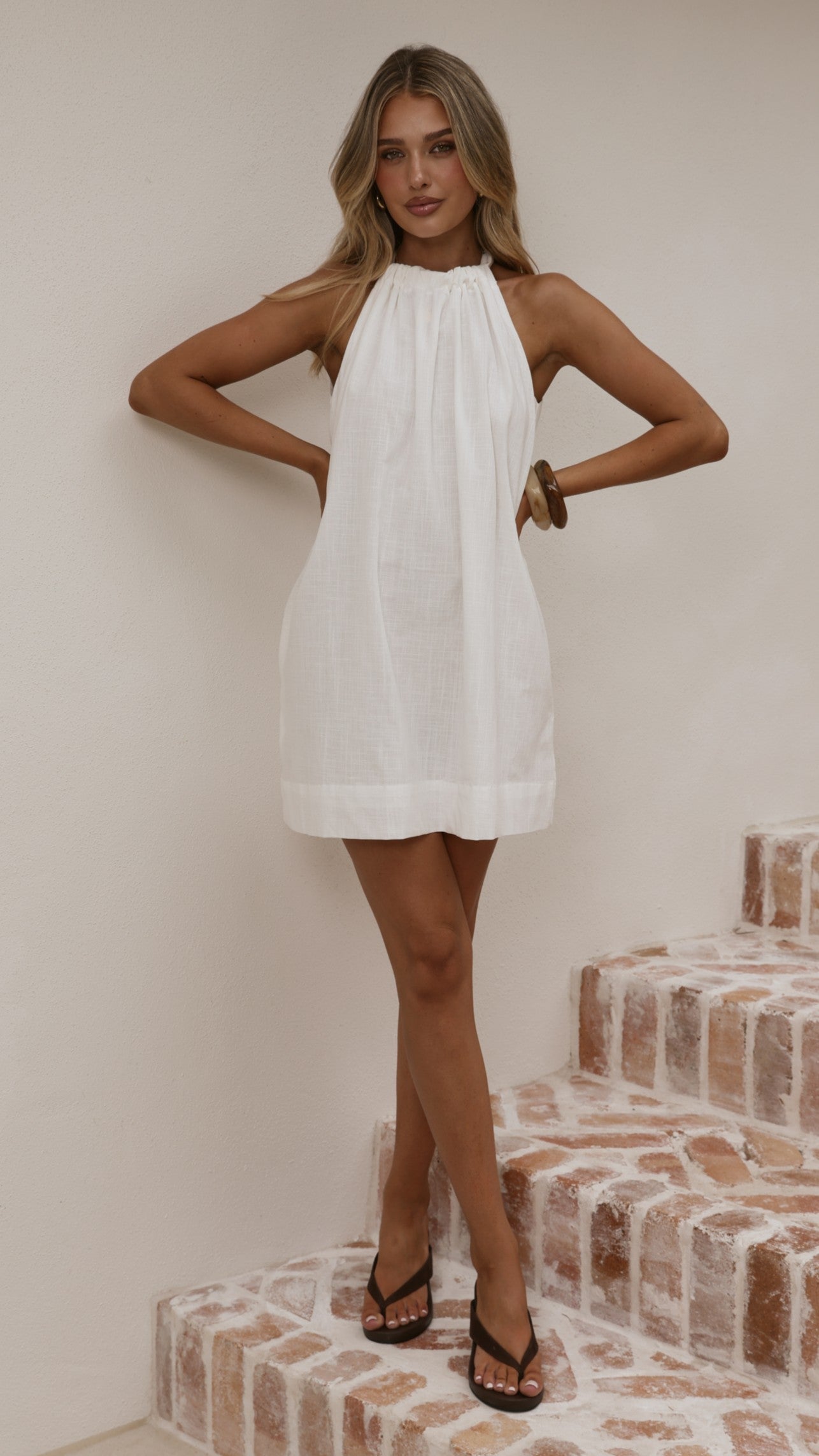 Demy Halter Mini Dress - White