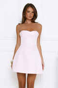 Polished And Pretty Satin Strapless Mini Dress Pink