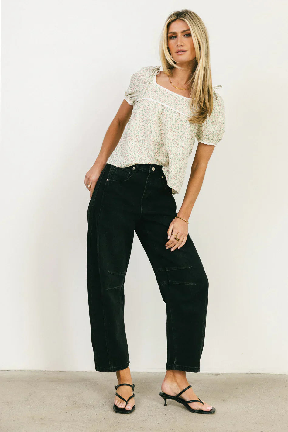 Peony Lace Trim Blouse in Blush
