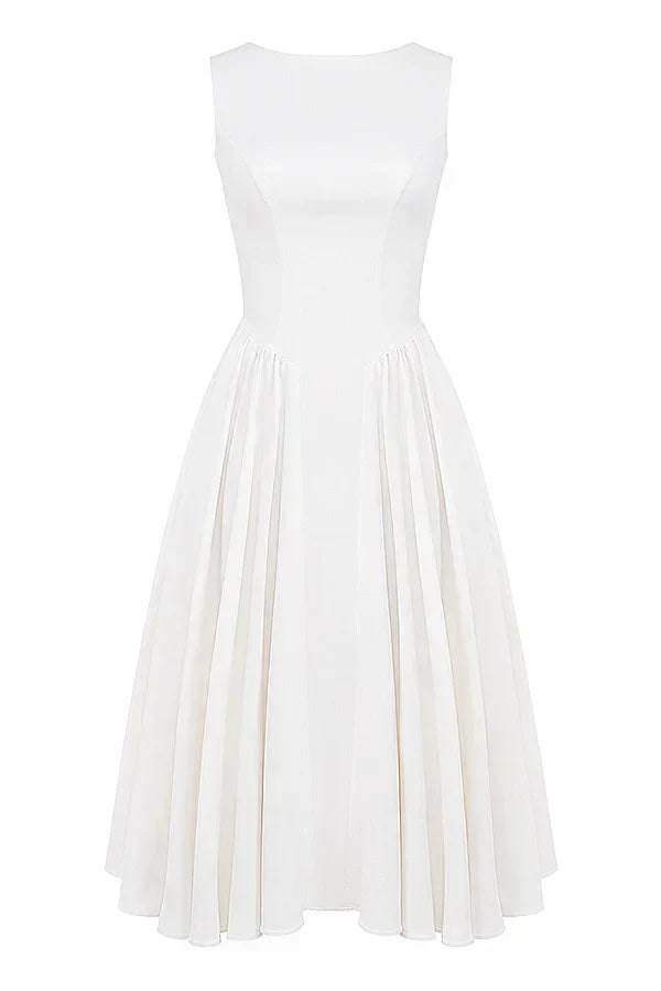 white twill midi sundress