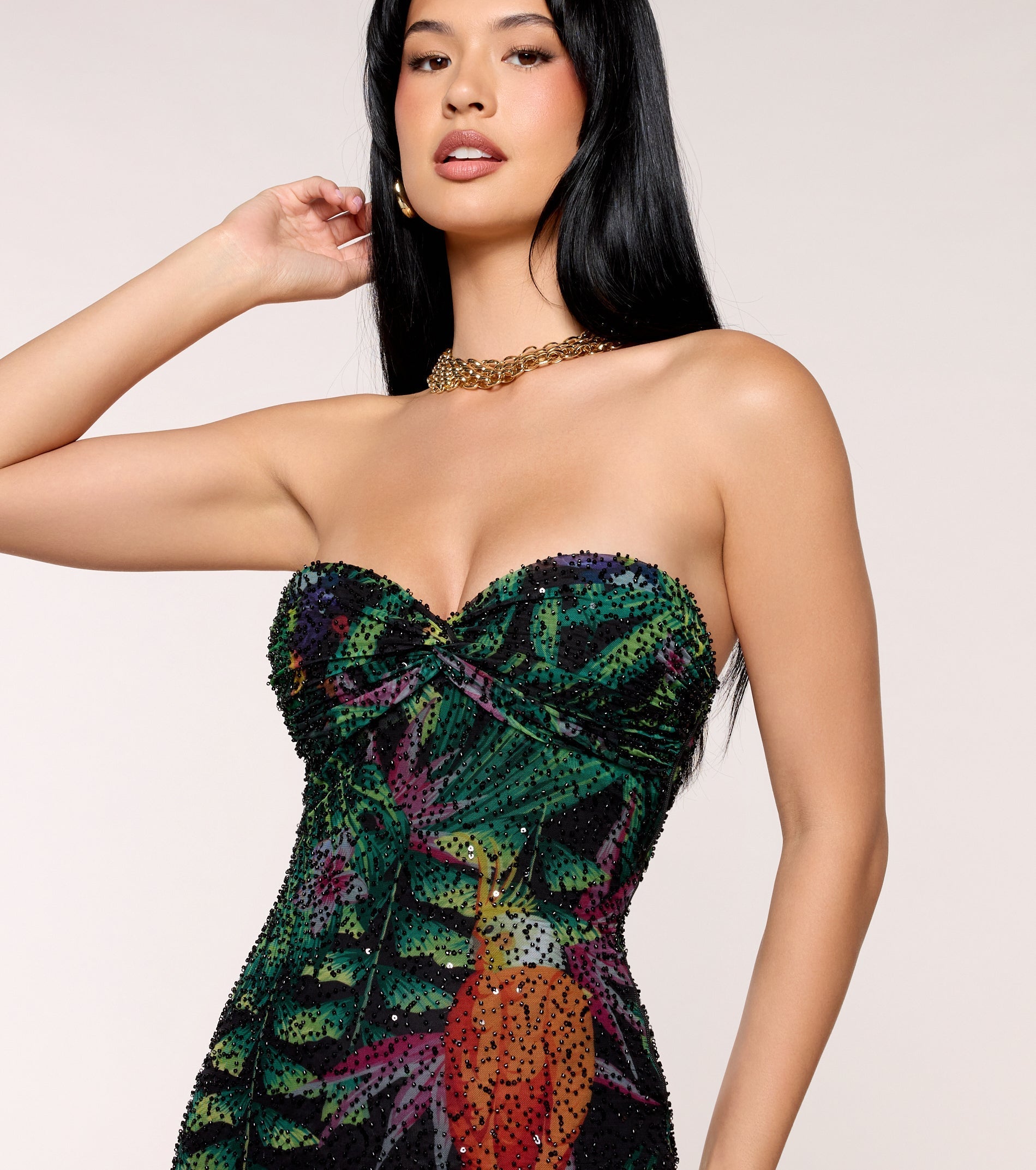 Shay Tropical Printed Bead Mini Dress