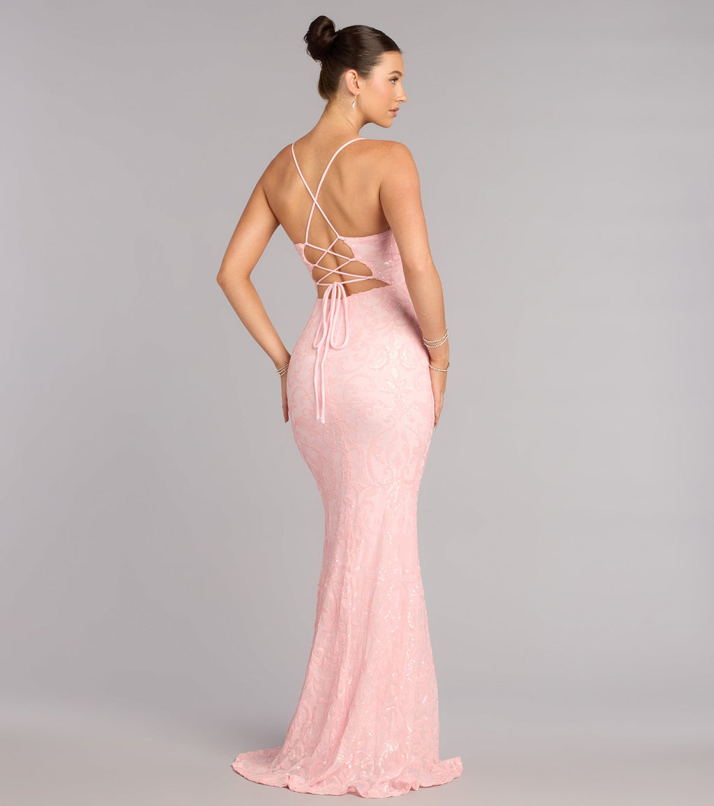 Bethanie Formal Sequin V-Neck Mermaid Dress