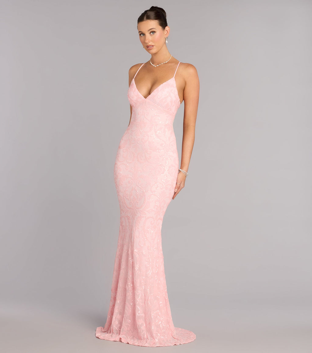 Bethanie Formal Sequin V-Neck Mermaid Dress