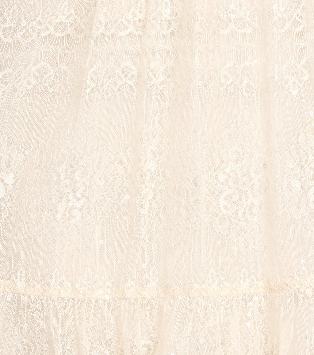 Soft Glam Sequin Lace Strapless A-Line Dress