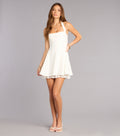 Sweet Plans Halter Lace Trim Mini Dress