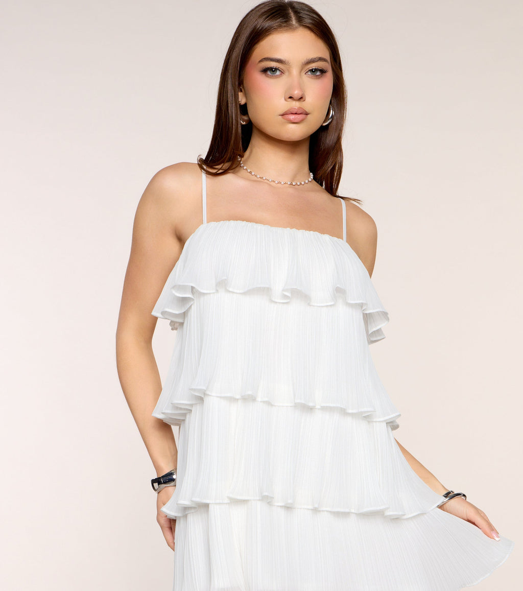 Checking In Chiffon Mini Dress