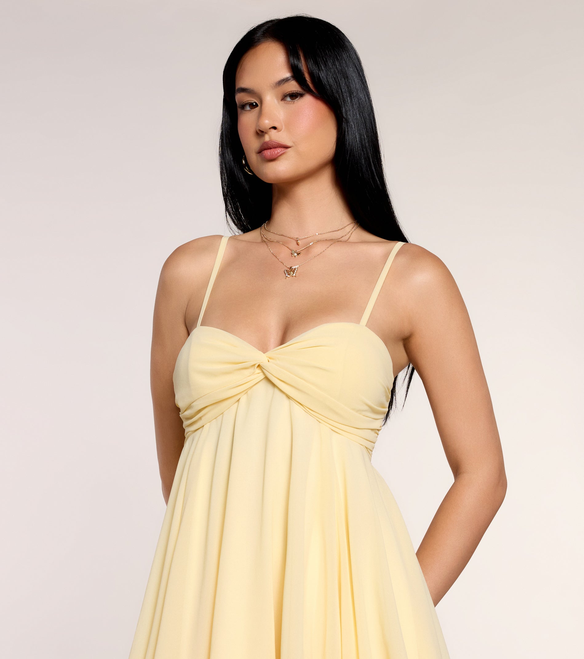 Perfectly Pretty Tie Back Chiffon Babydoll Dress