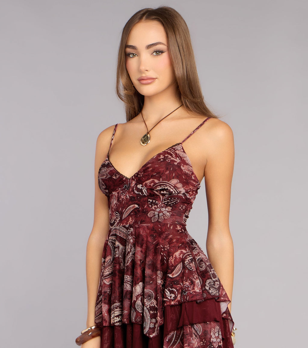 Weekend Flare Paisley Skater Mini Dress