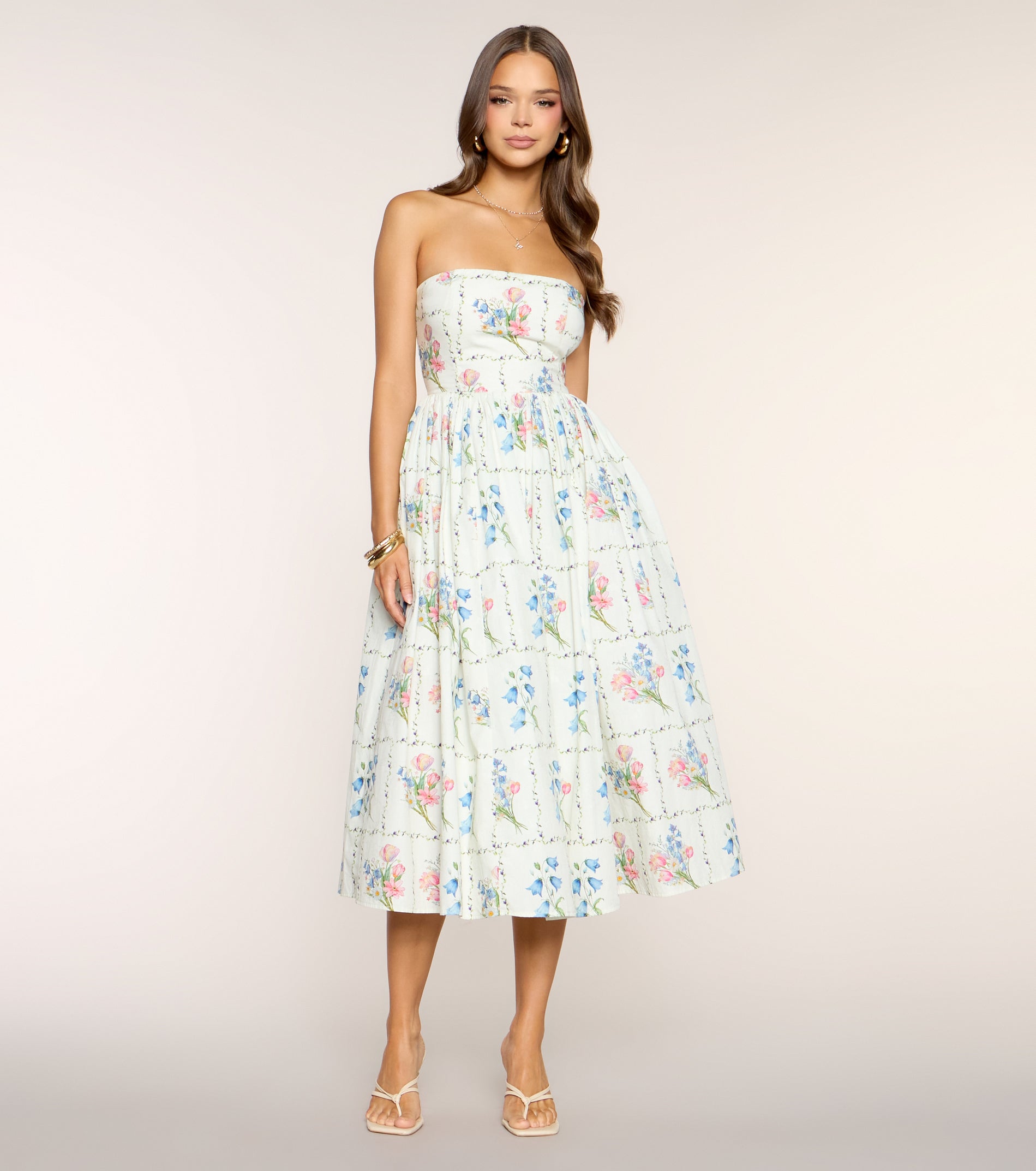 Café Cutie Floral A-Line Midi Dress