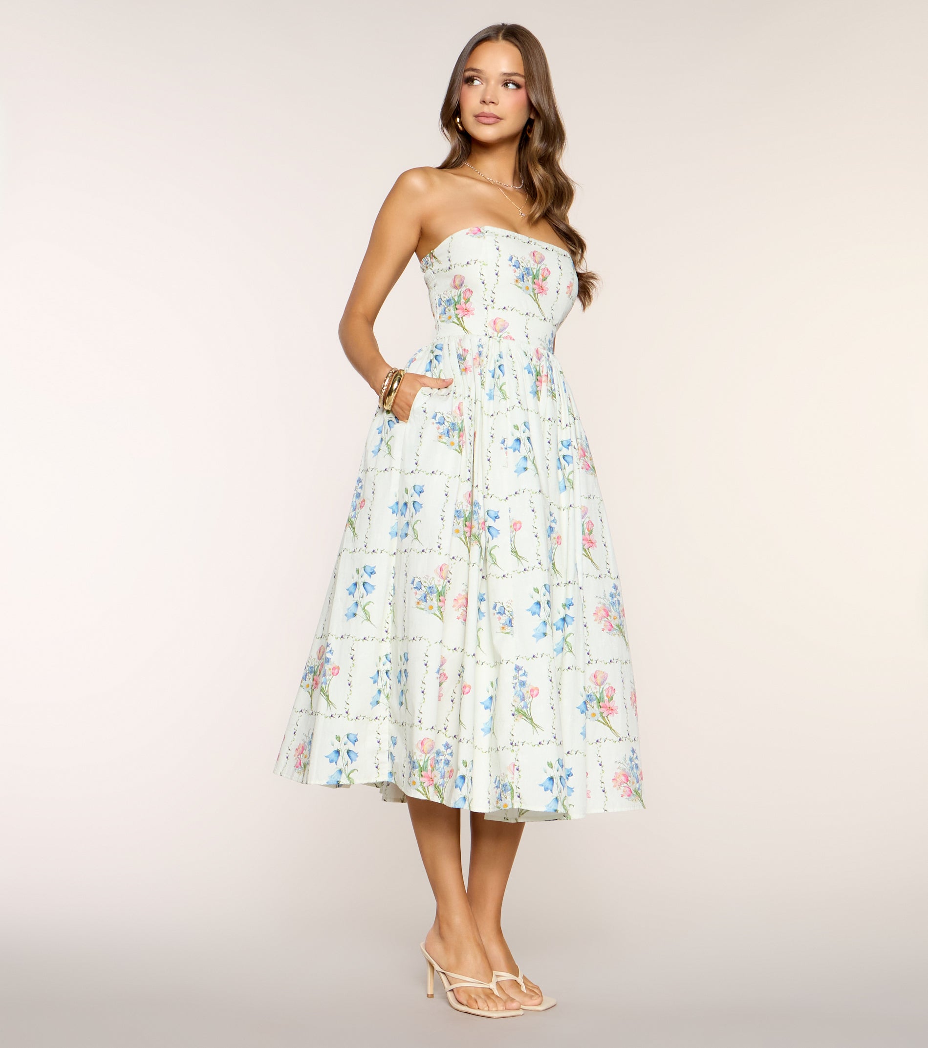 Café Cutie Floral A-Line Midi Dress