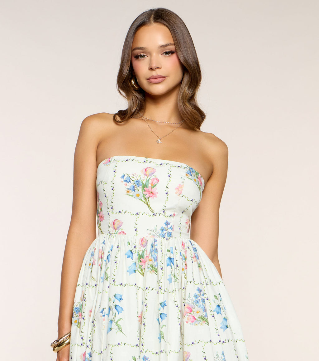 Café Cutie Floral A-Line Midi Dress