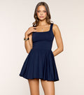 Flirty Serve Square Neck Skater Dress
