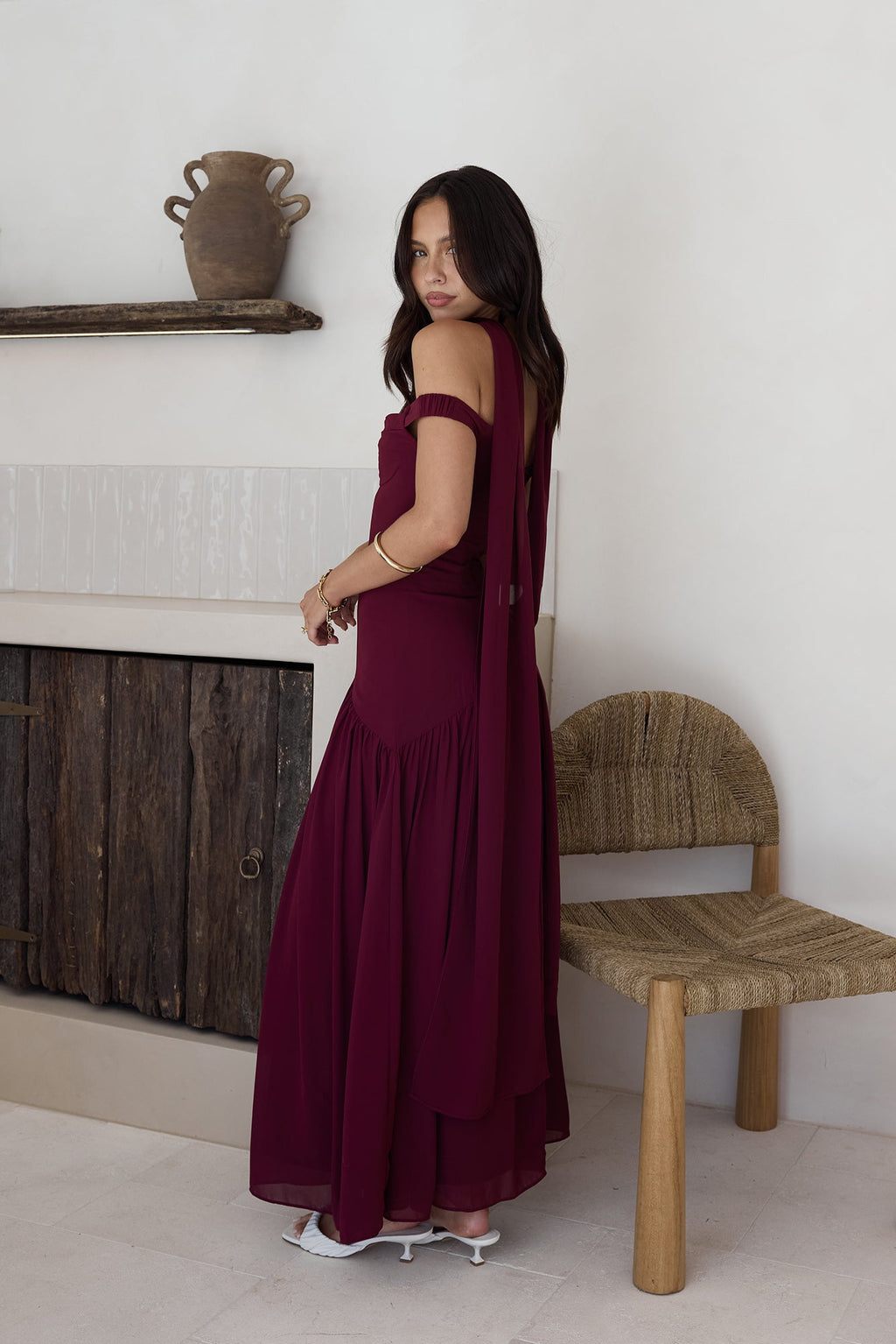 Sparkle Somewhere New Maxi Dress Wine