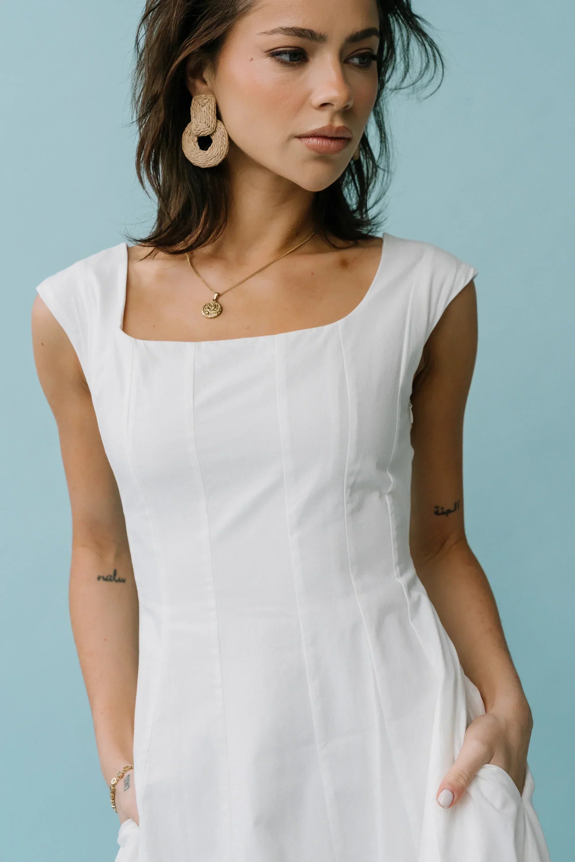 Colin Midi Dress in Cream