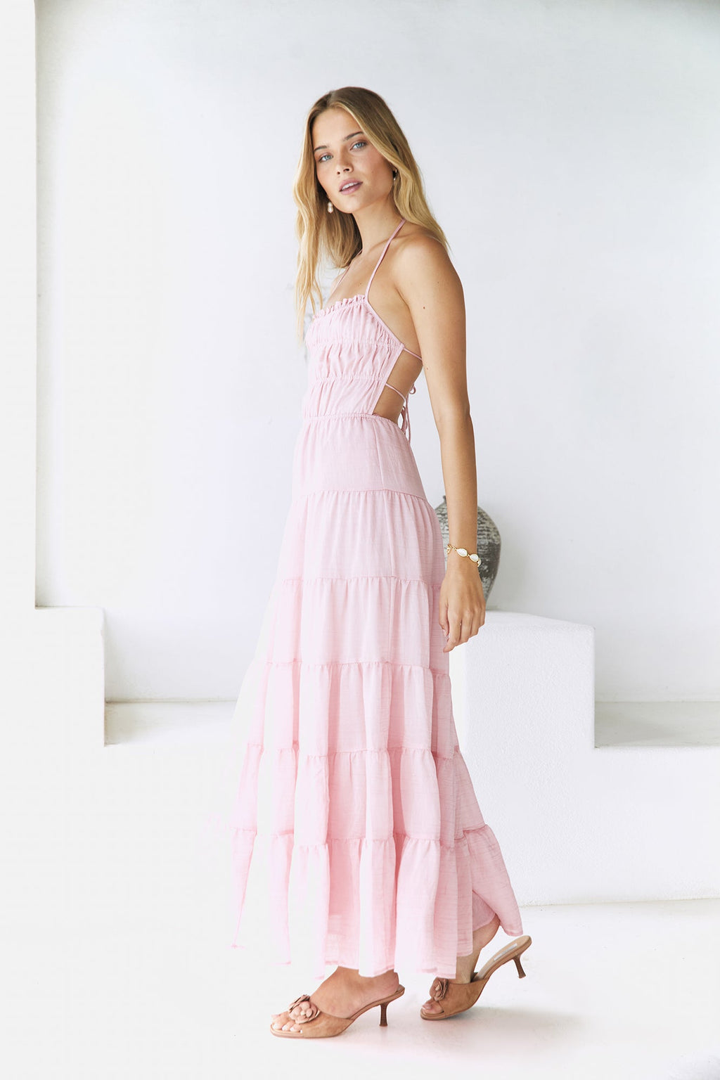 Renaissance Art Maxi Dress Pink
