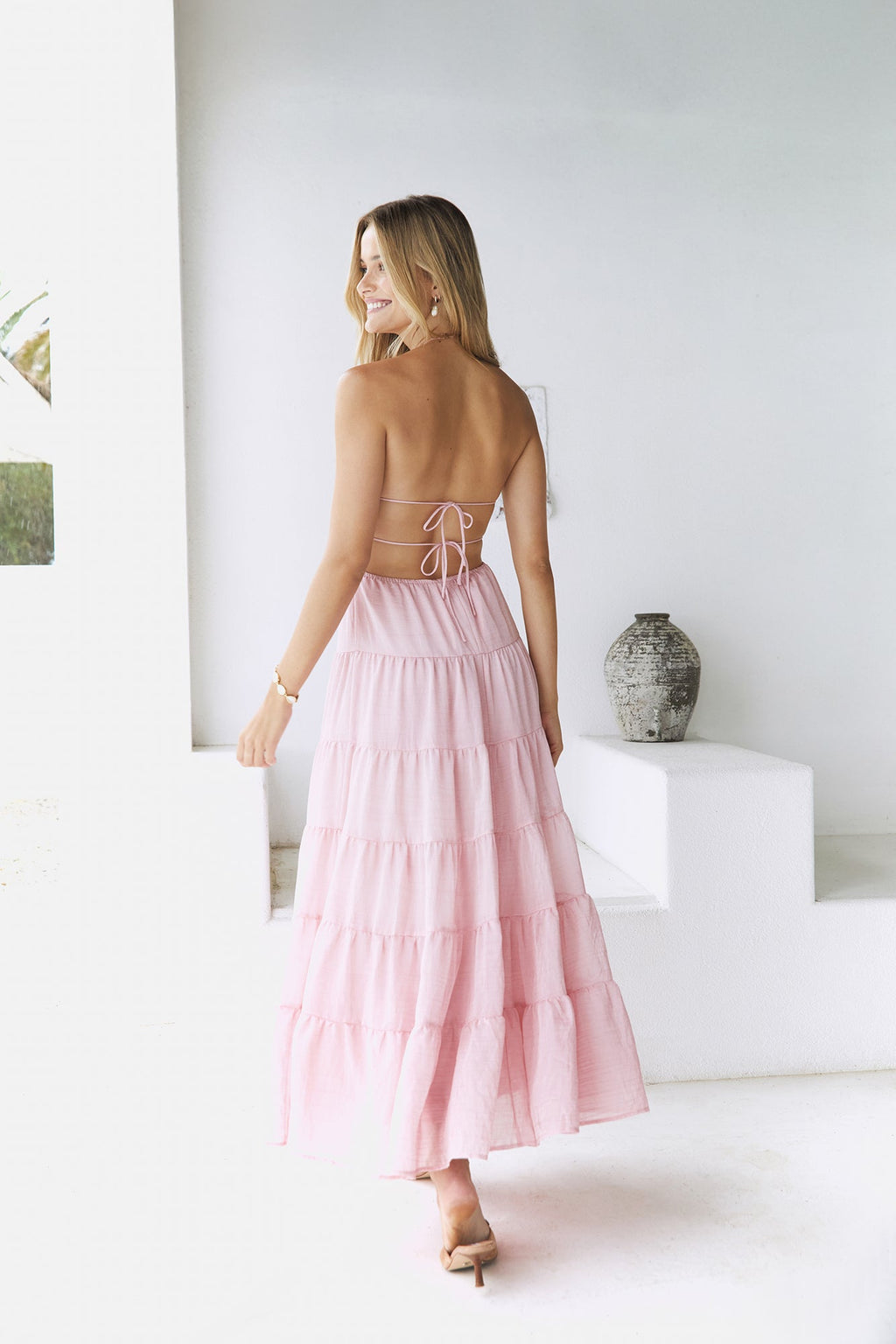 Renaissance Art Maxi Dress Pink