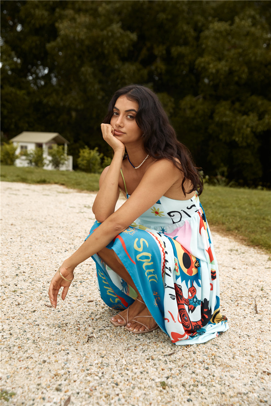 French Sunrise Maxi Dress Blue
