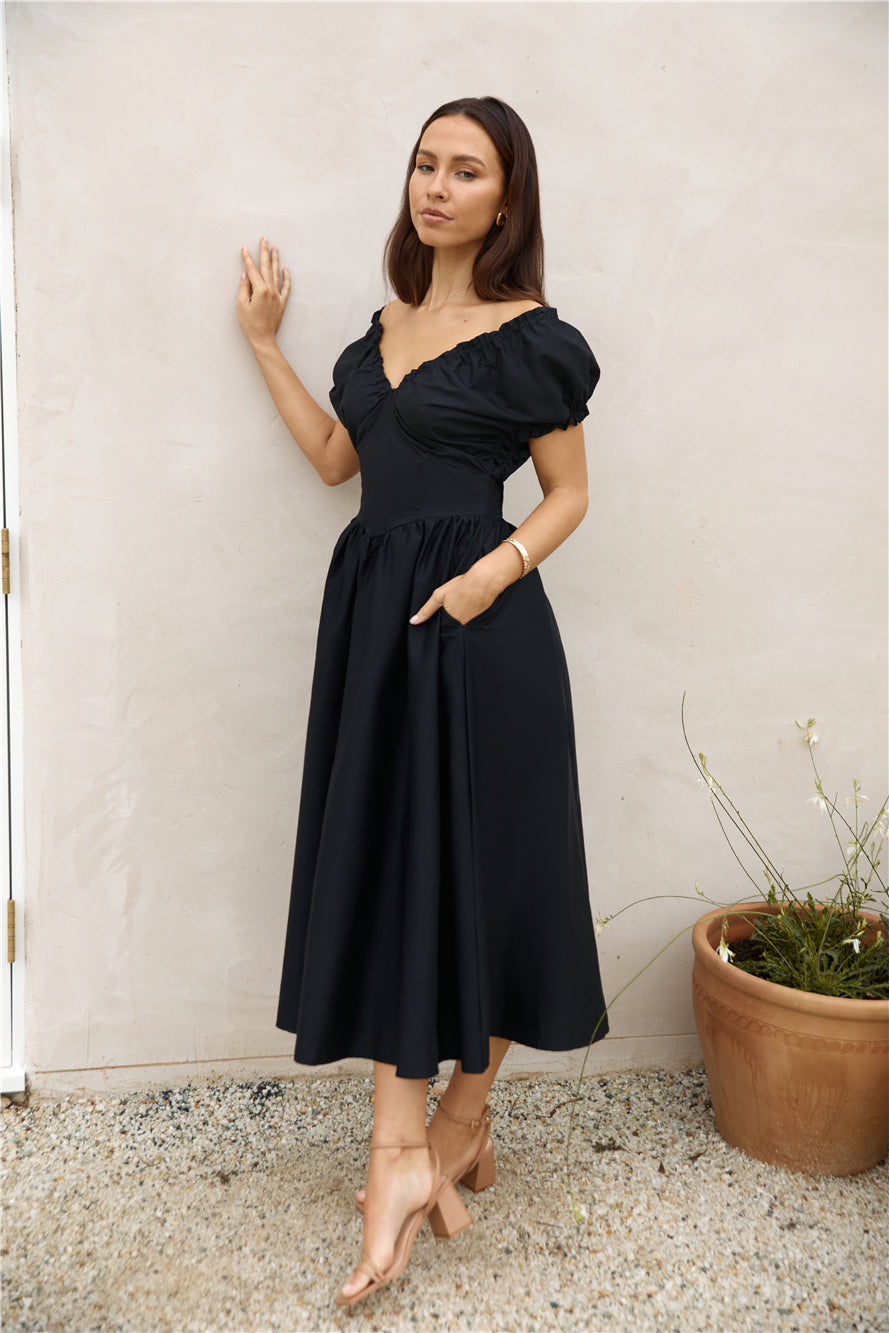Upon A Dream Midi Dress Black