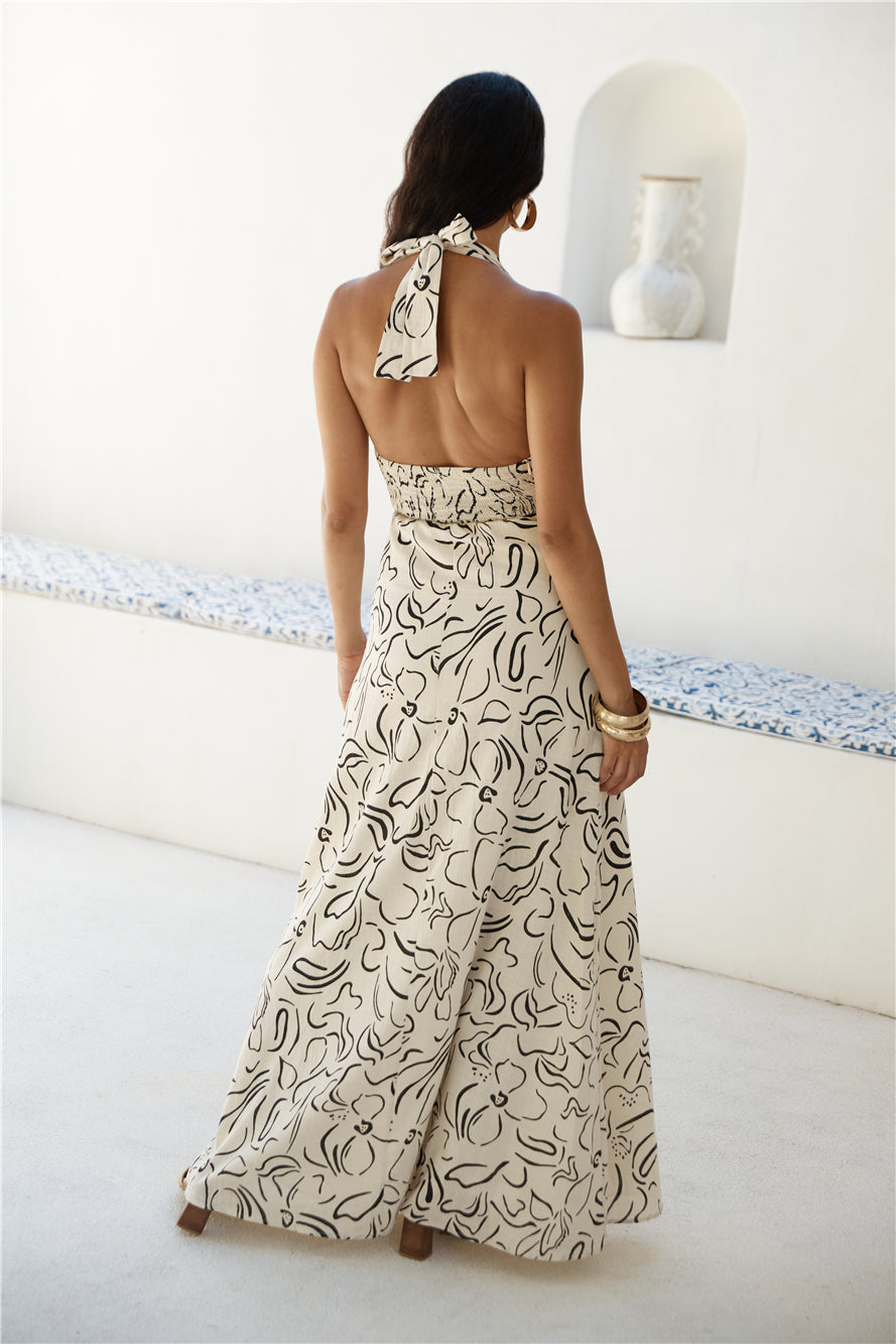 Under Shade Halter Maxi Dress Beige