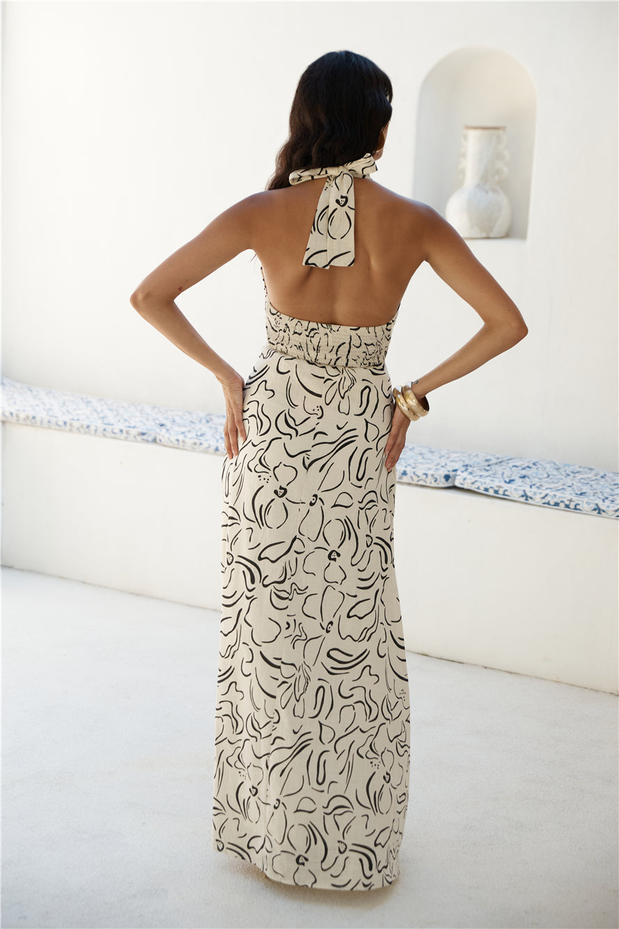 Under Shade Halter Maxi Dress Beige