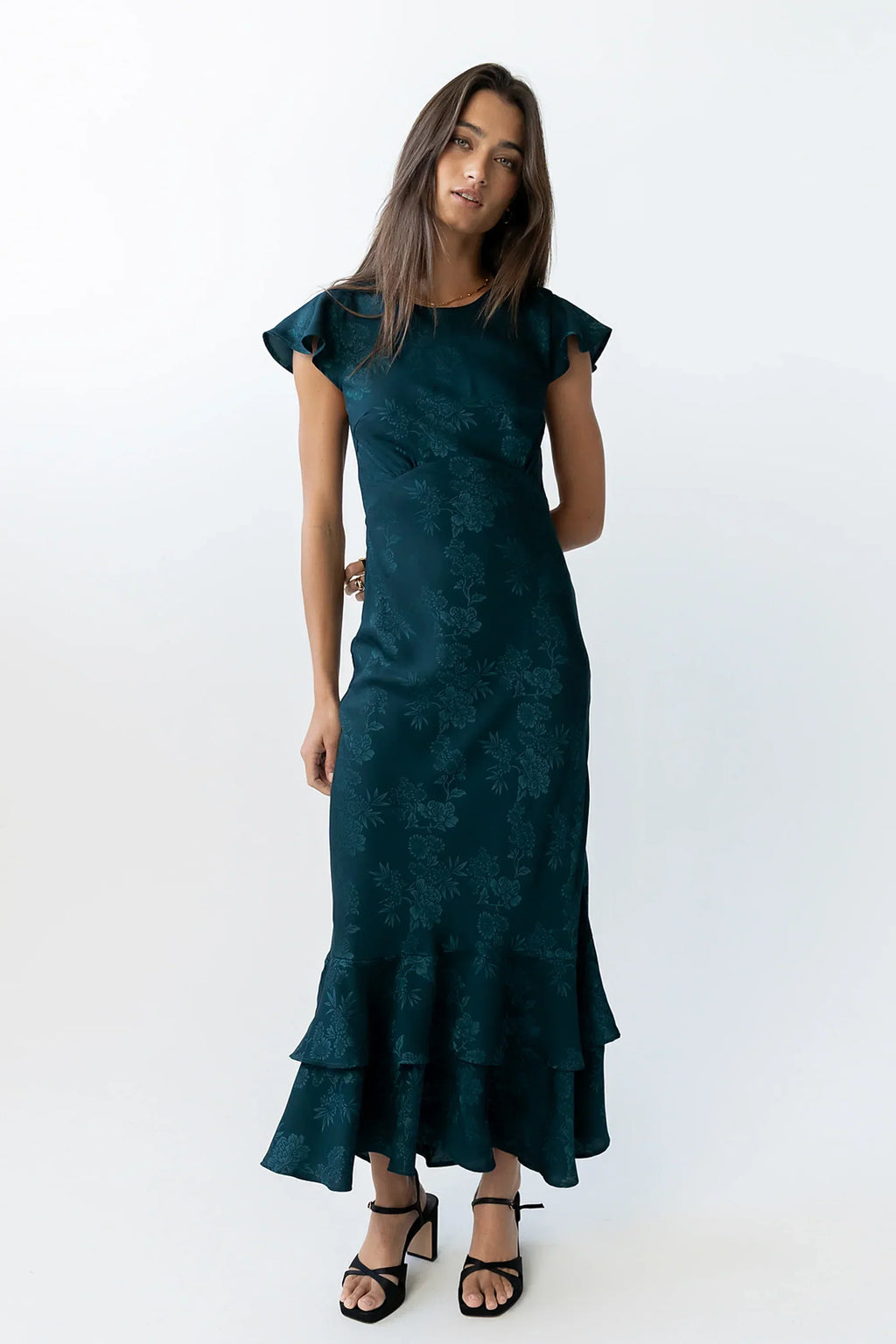 Mateo Floral Maxi Dress in Teal