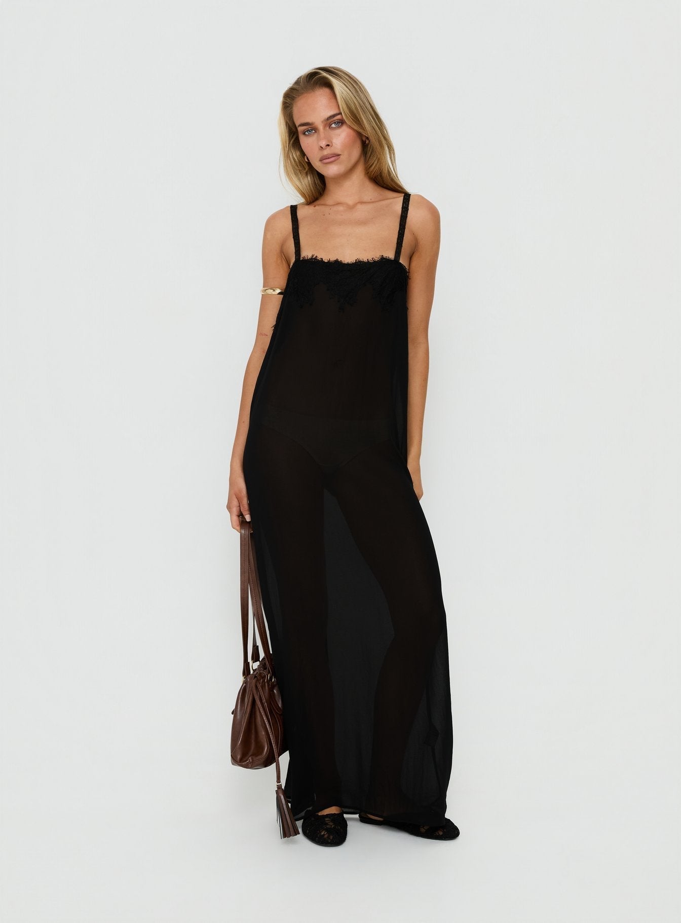 Glacial Sheer Maxi Dress Noir