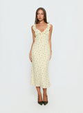 Leabelle Frill V Neck Maxi Dress Yellow Floral