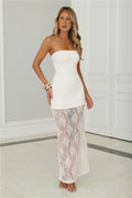 Polished Piece Strapless Lace Maxi Dress White