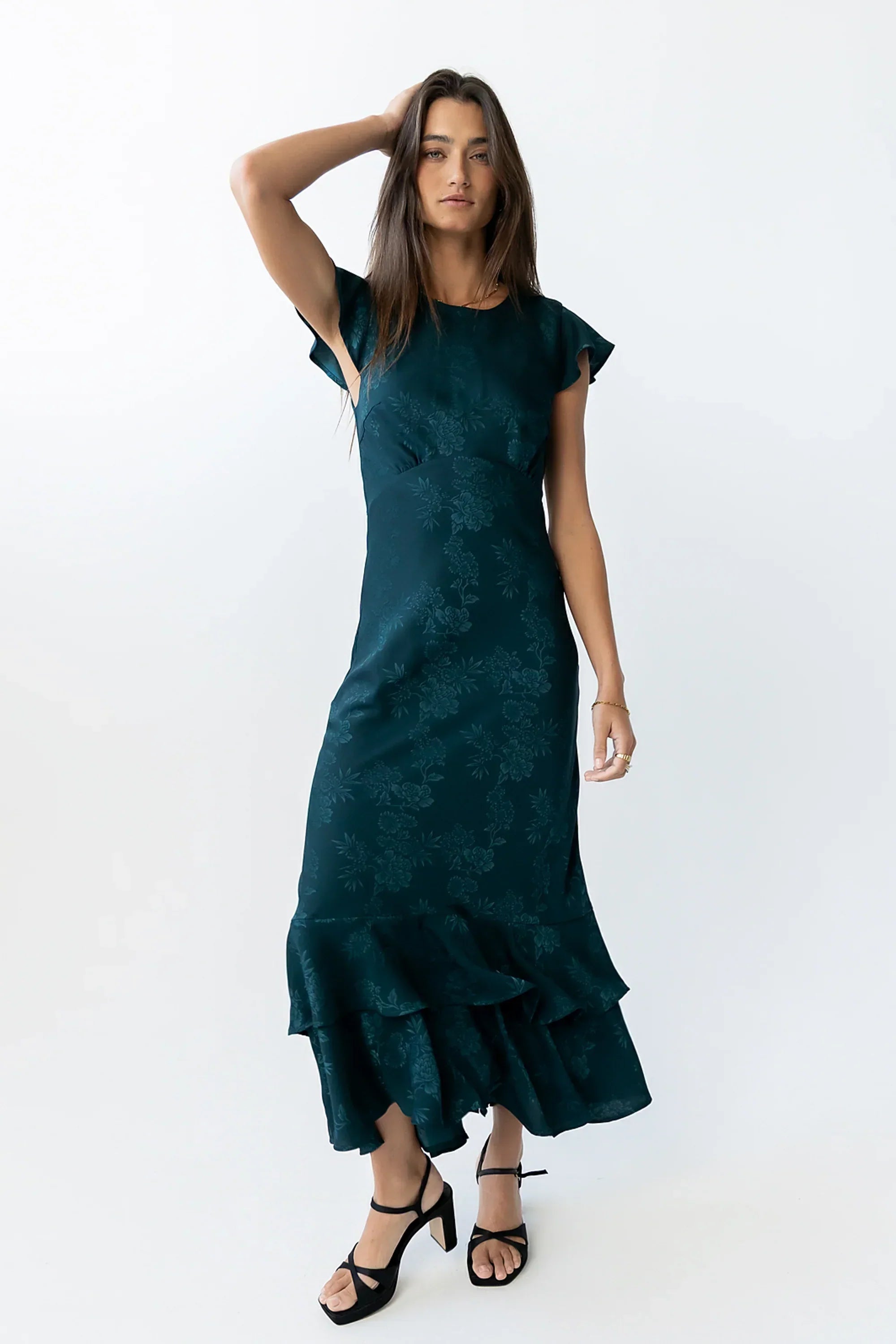 Mateo Floral Maxi Dress in Teal