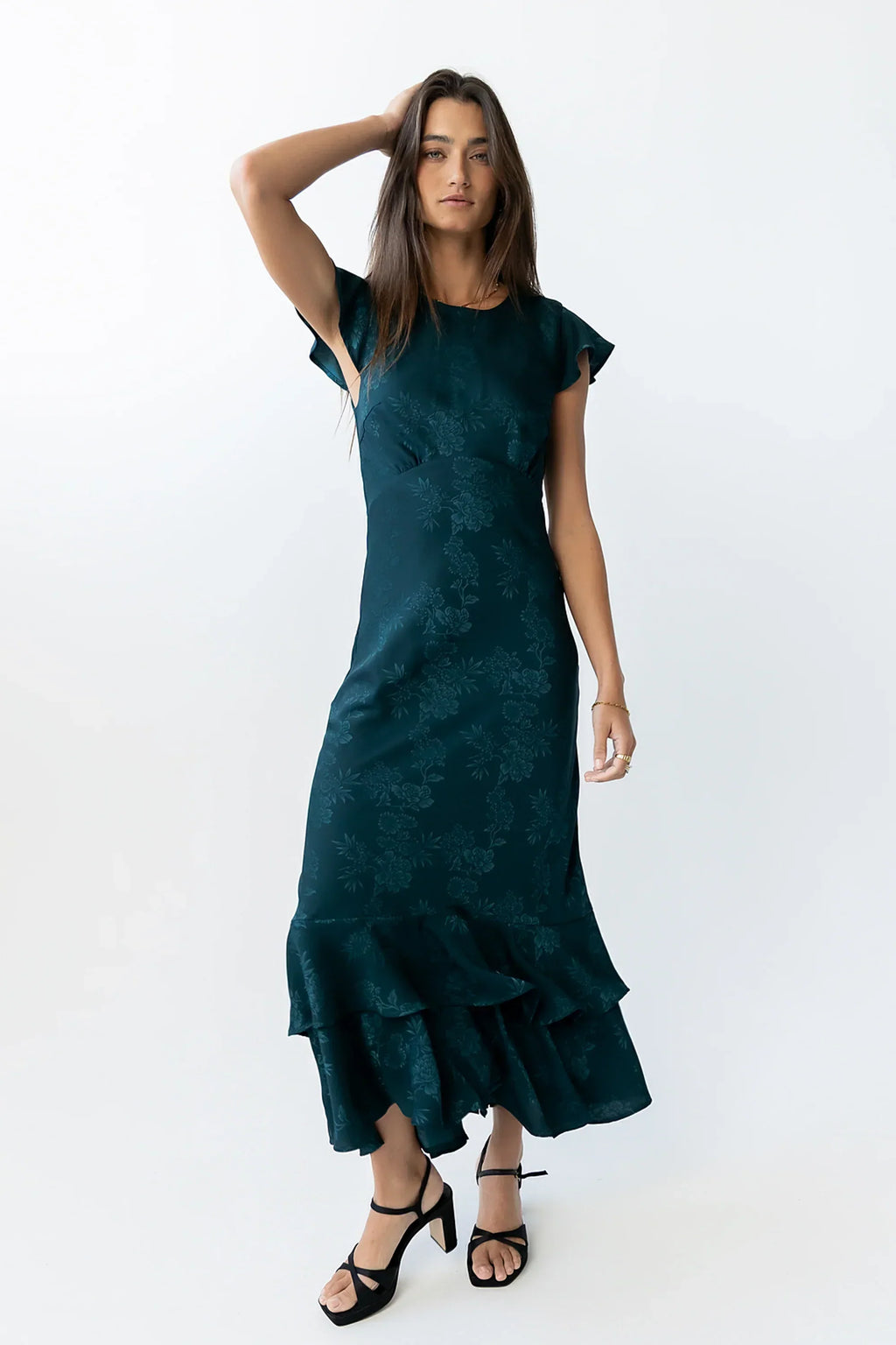 Mateo Floral Maxi Dress in Teal