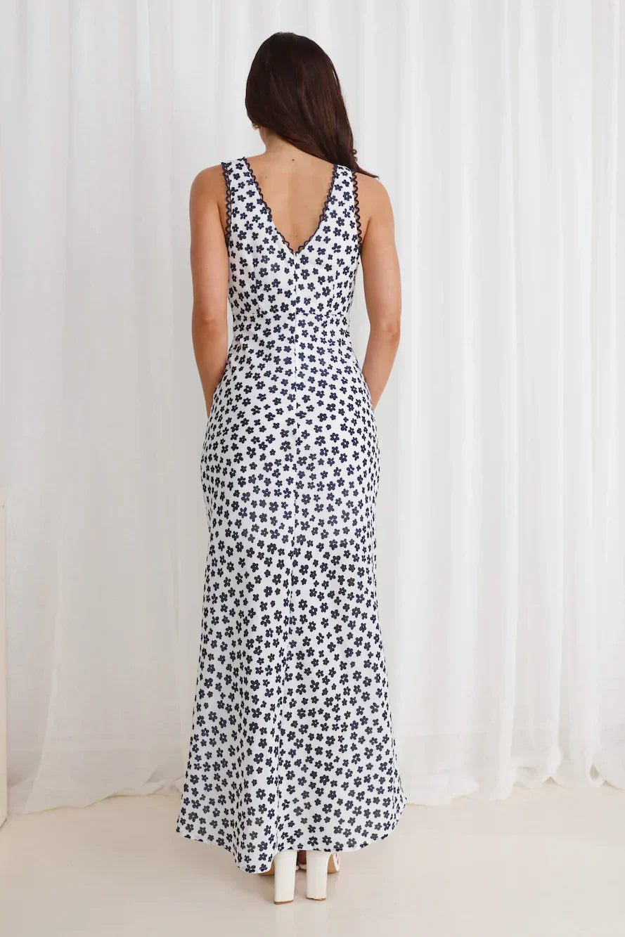 Picked Flowers Maxi Dress White