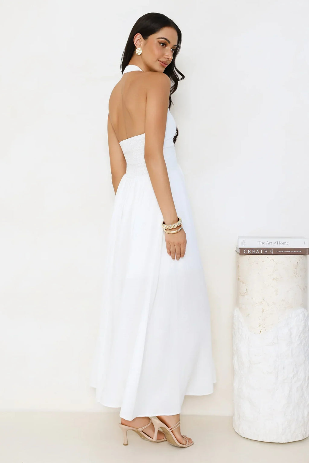 Ocean Kiss Halter Maxi Dress White