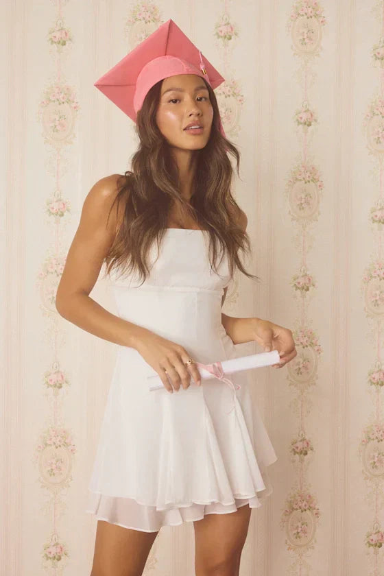 Perfected Sweetness White Pleated Tiered Mini Dress