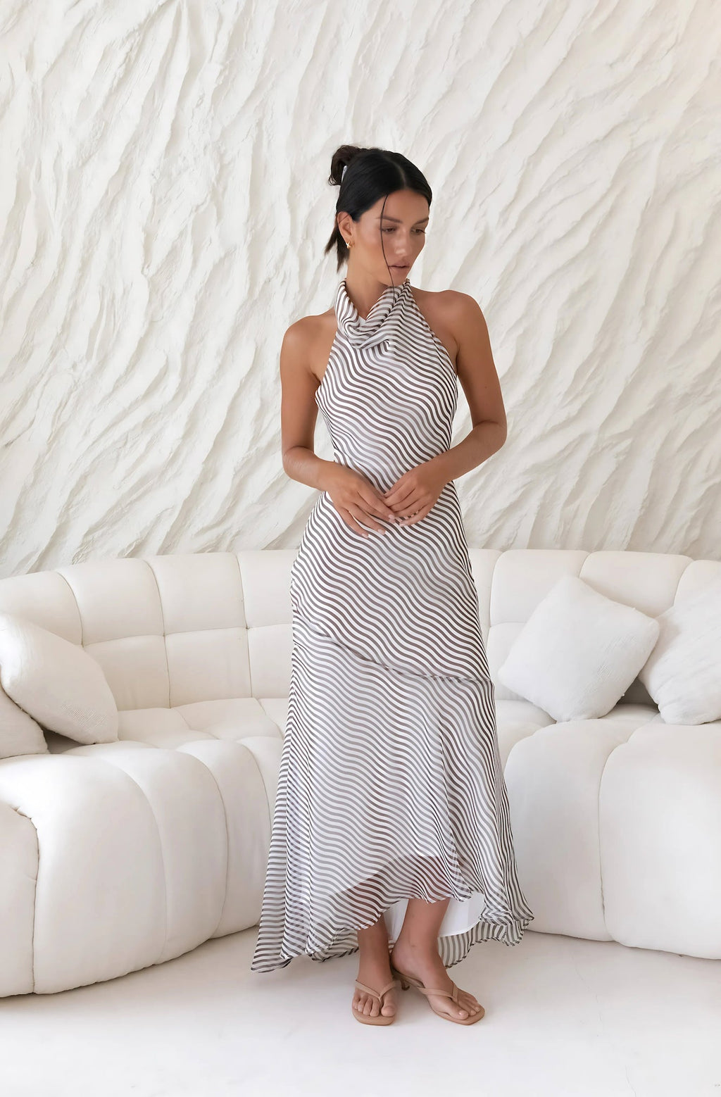 Tidal Wave Maxi Dress Brown