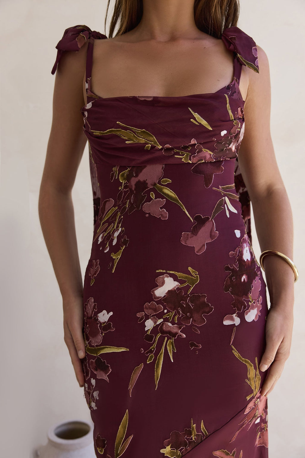Night Garden Maxi Dress Burgundy