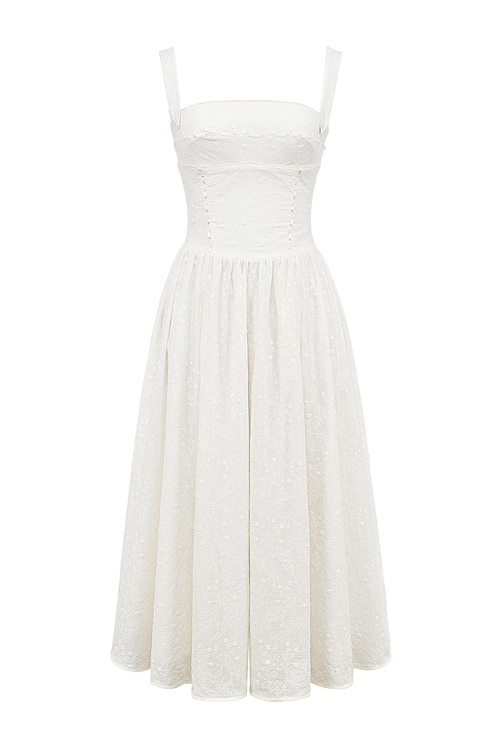 white broderie anglais midi sundress