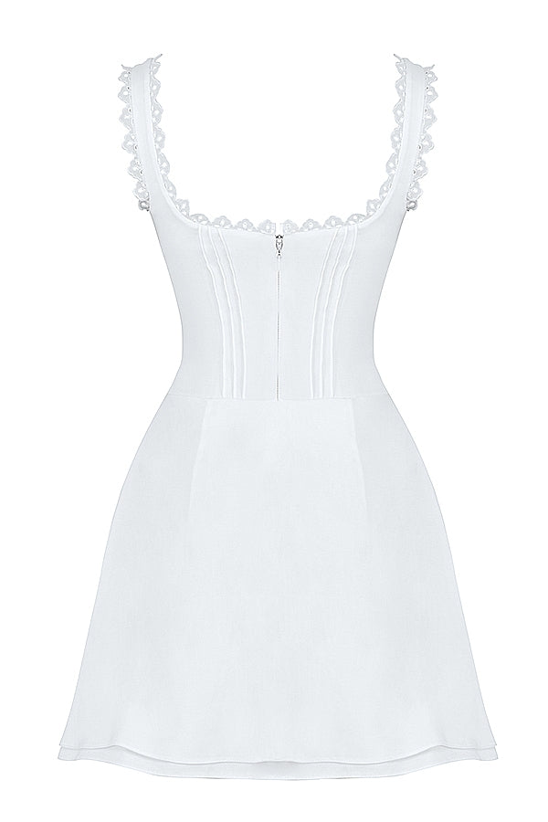 white pin tuck mini dress