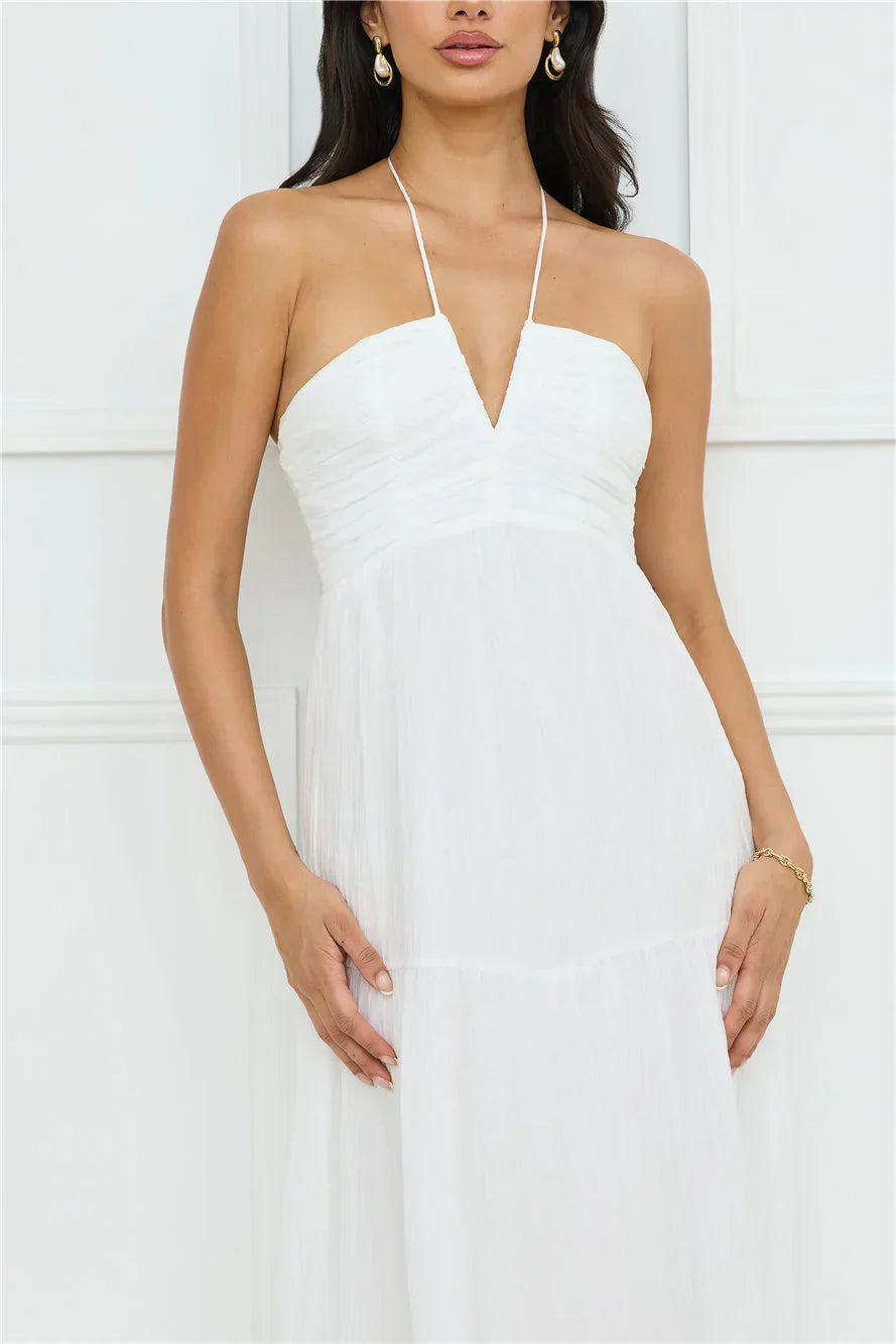 Sunshine Escape Halter Maxi Dress White