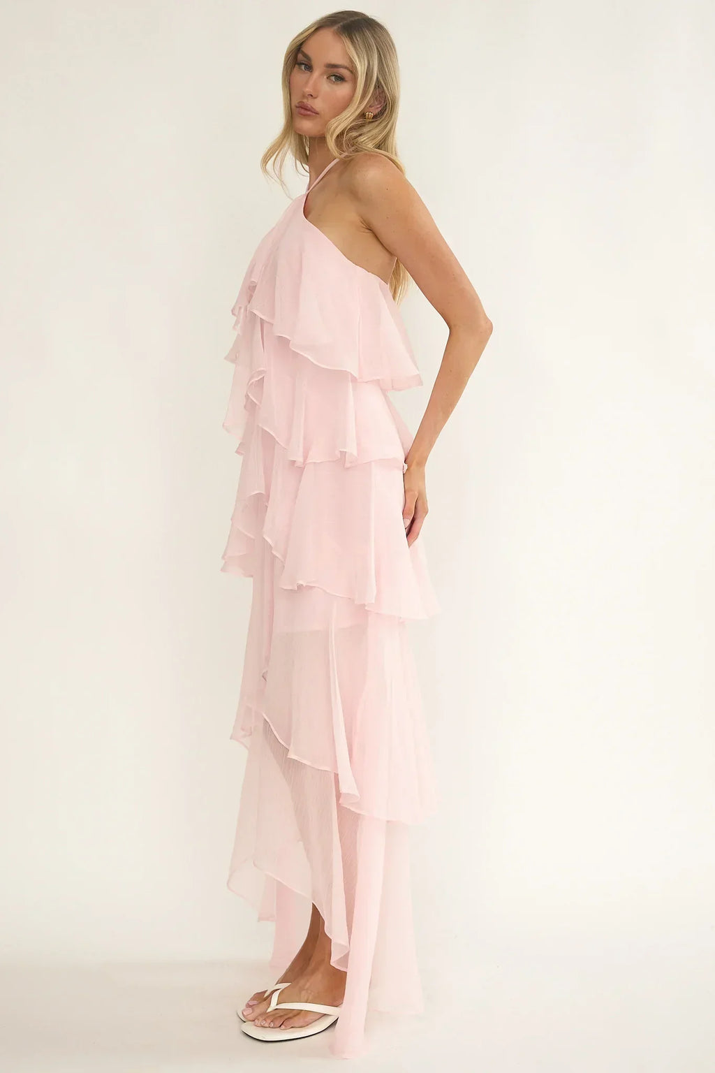 Darylyn Tiered Ruffle Maxi Dress Pink