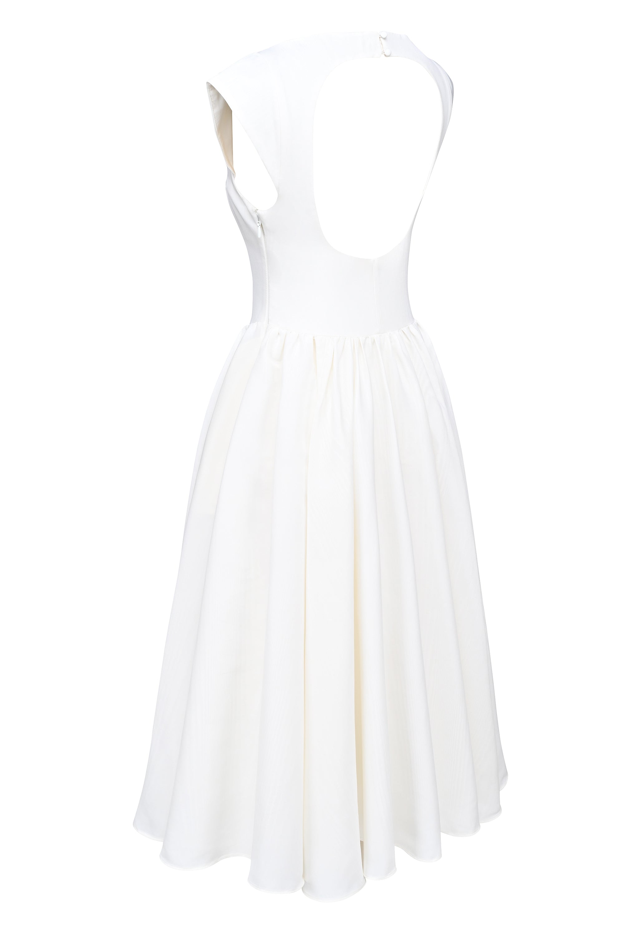 ivory moire satin midi dress