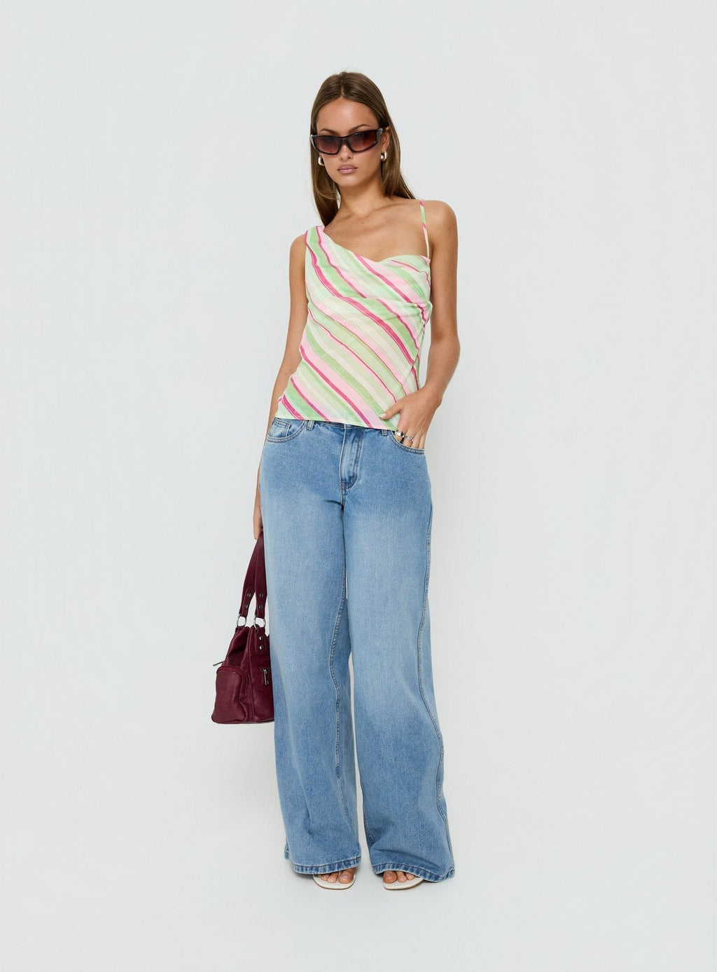 Winding Roads Layered Asymmetrical Top Multi Stripe