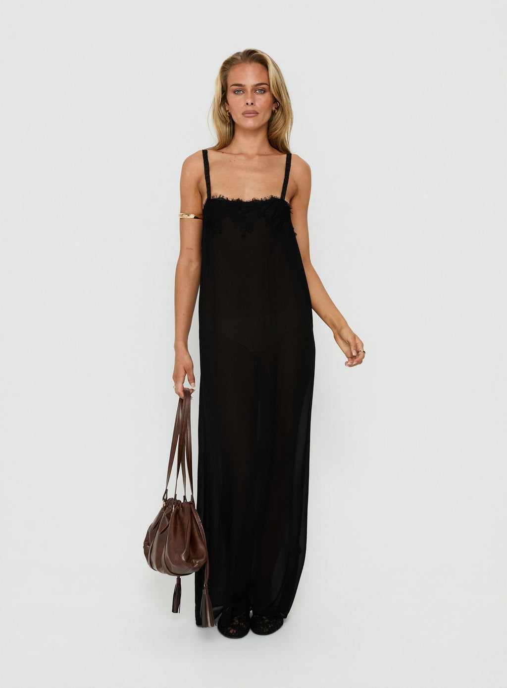Glacial Sheer Maxi Dress Noir