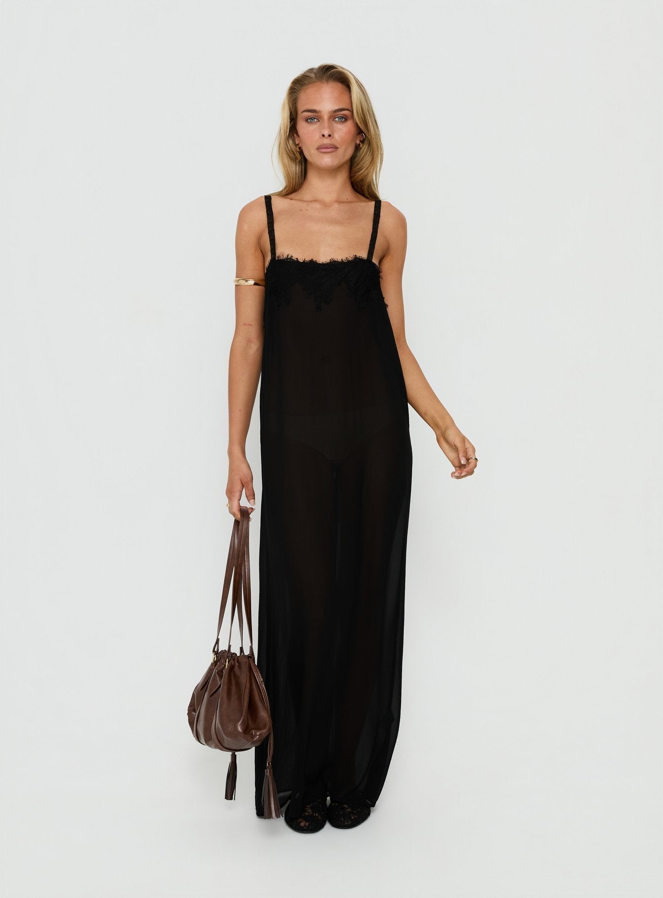 Glacial Sheer Maxi Dress Noir