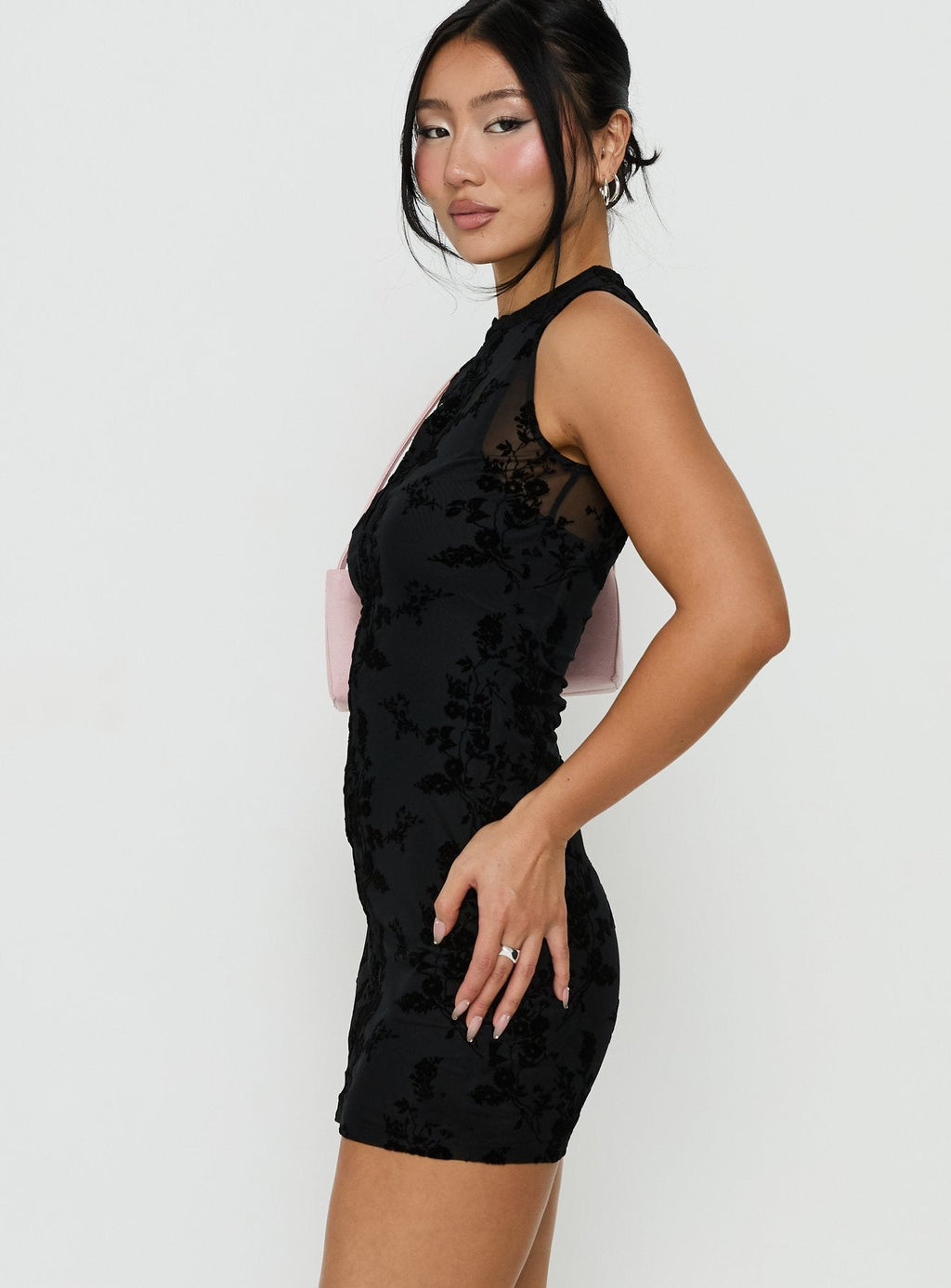 Kelira Keyhole Cutout Mini Dress Black