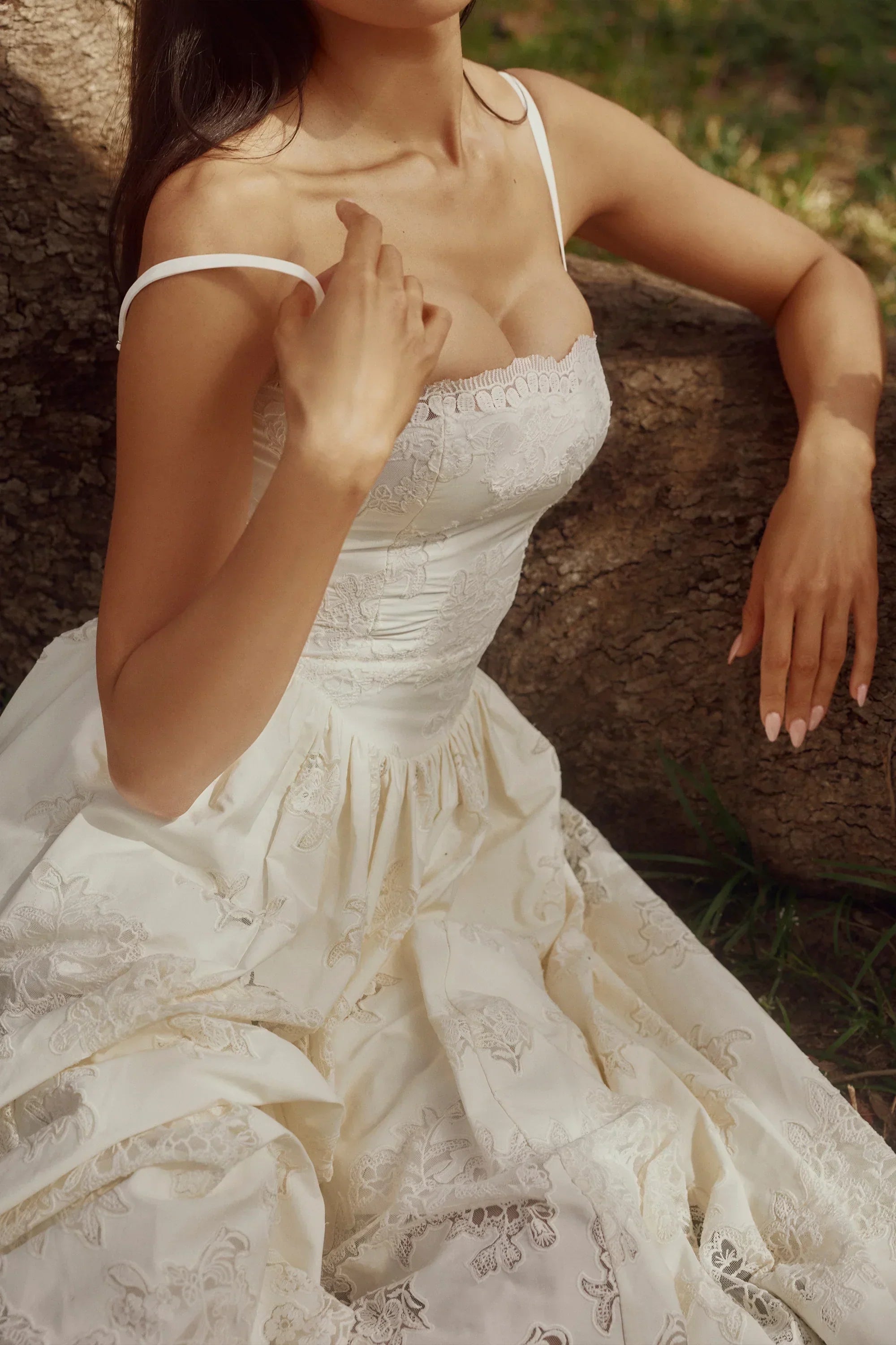 White Custom Lace + Cotton Midi Sundress